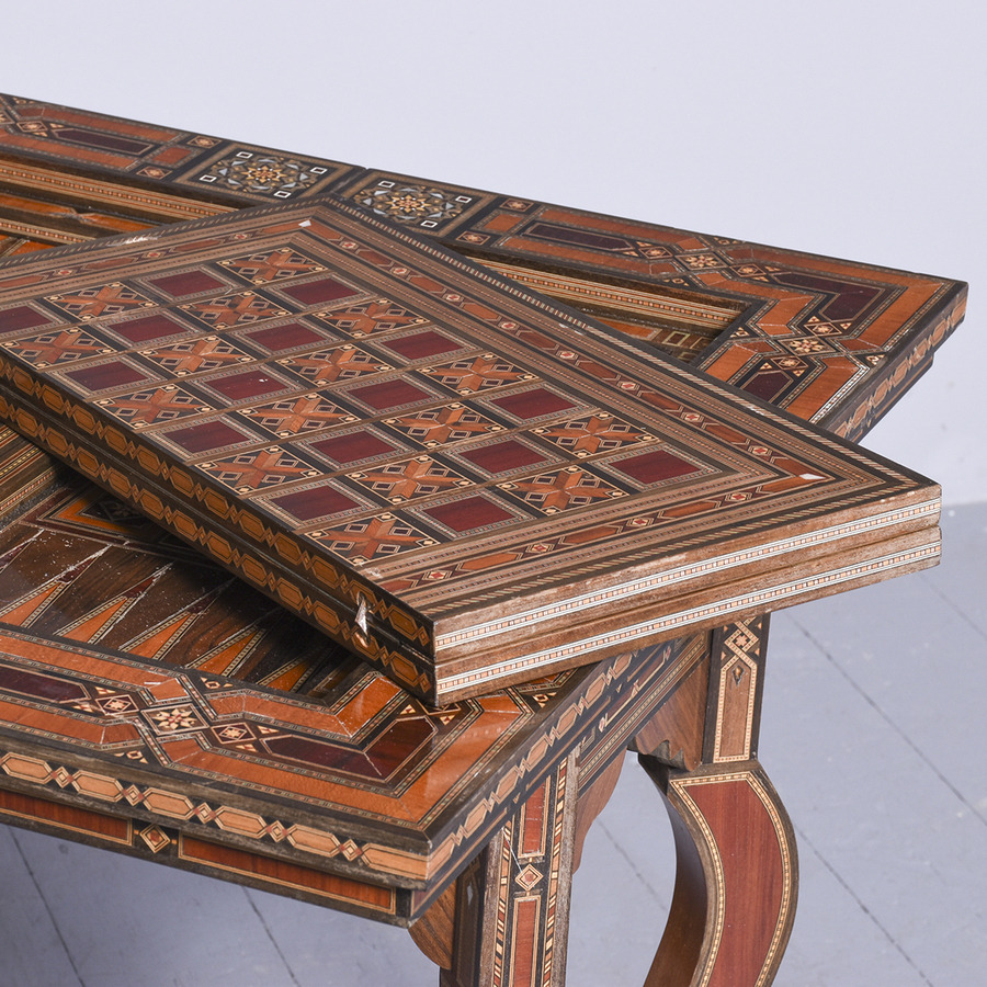 Antique Profusely Inlaid Syrian Games Table