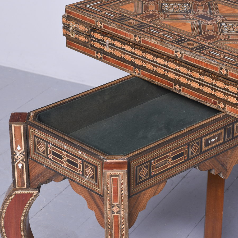 Antique Profusely Inlaid Syrian Games Table