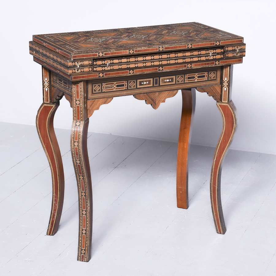 Antique Profusely Inlaid Syrian Games Table