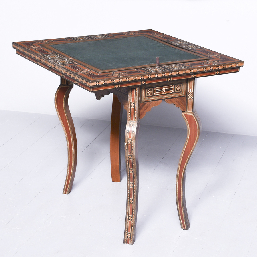 Antique Profusely Inlaid Syrian Games Table