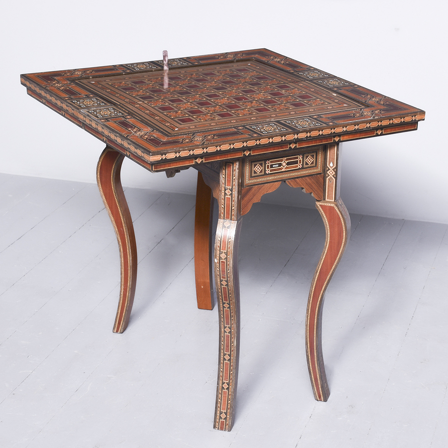 Antique Profusely Inlaid Syrian Games Table