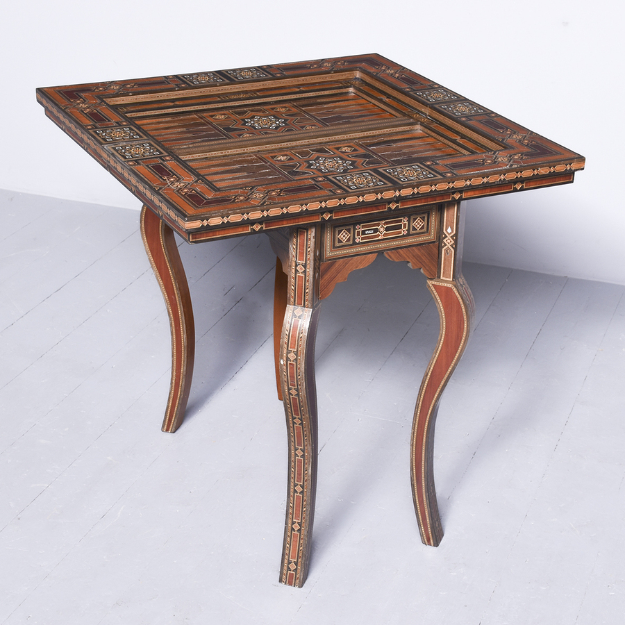 Antique Profusely Inlaid Syrian Games Table