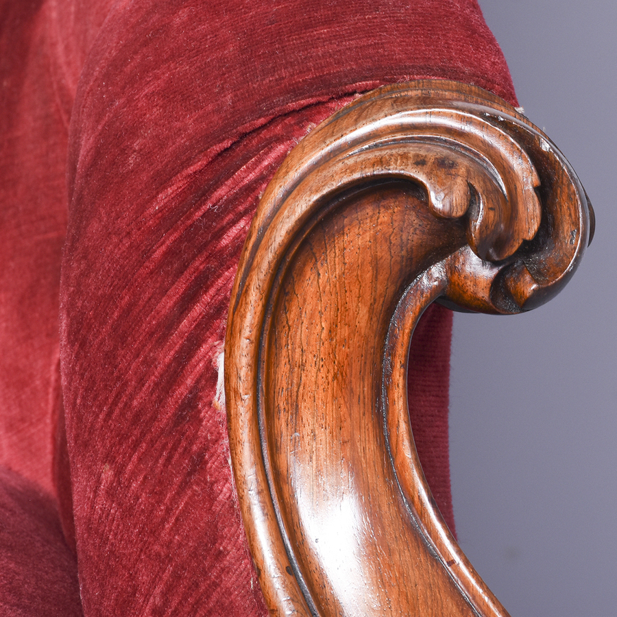 Antique Mid Victorian Double Camel-Back Walnut Framed Settee