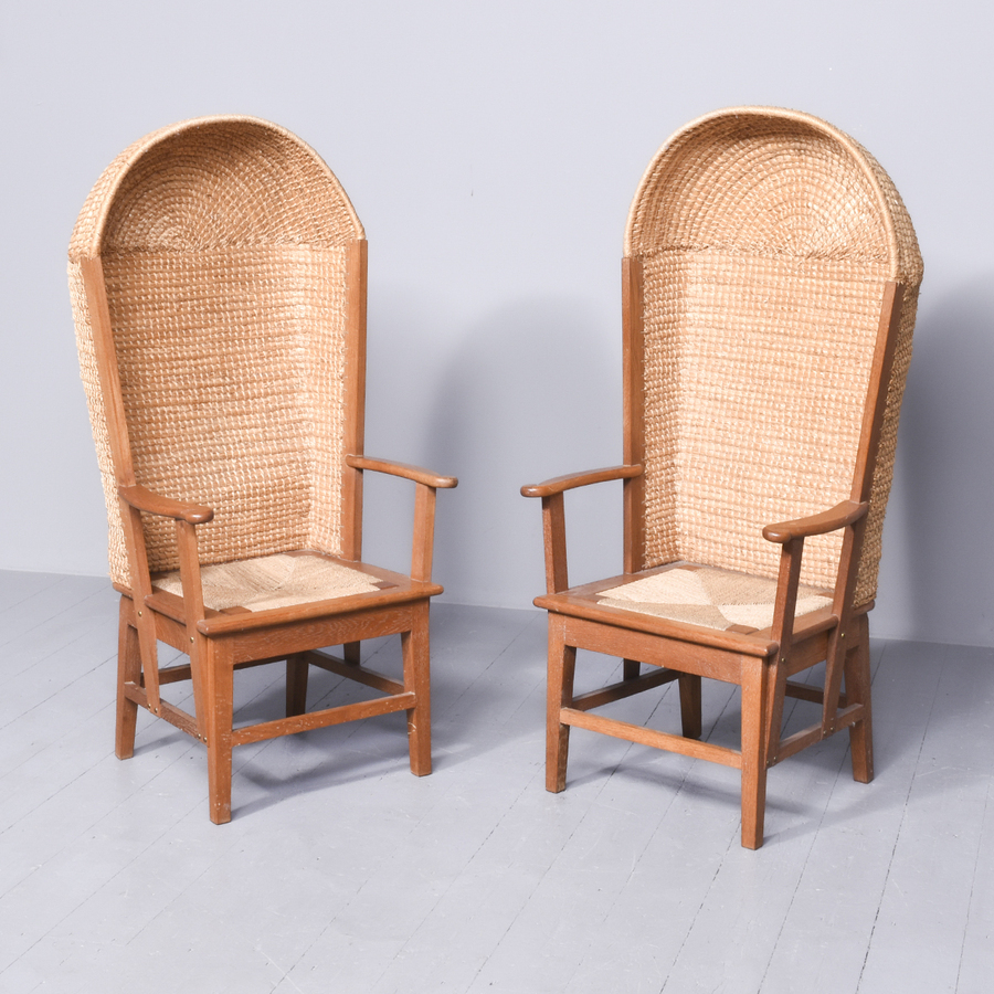 Matched Pair of Hooded Orkney Chair stamped by’ David Kirkness