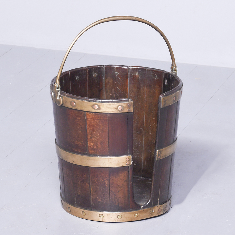Brass Bound Mahogany Irish George III Plate Bucket