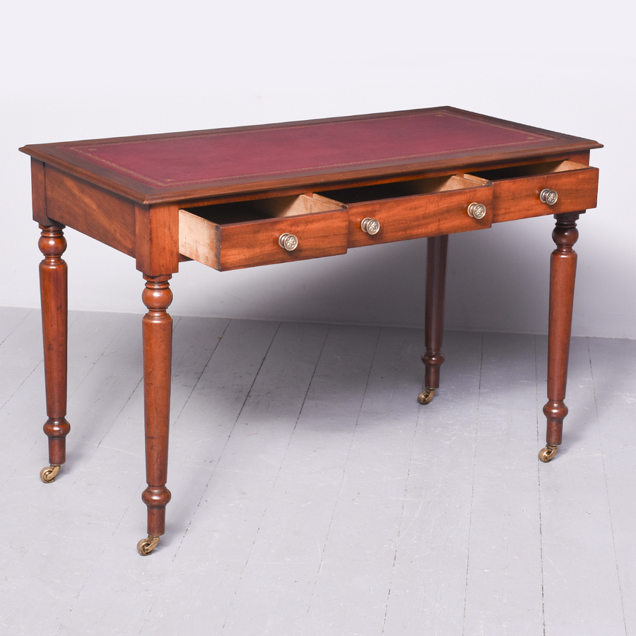 Antique George III Mahogany Writing Table with a Burgundy Leather Writing Surface