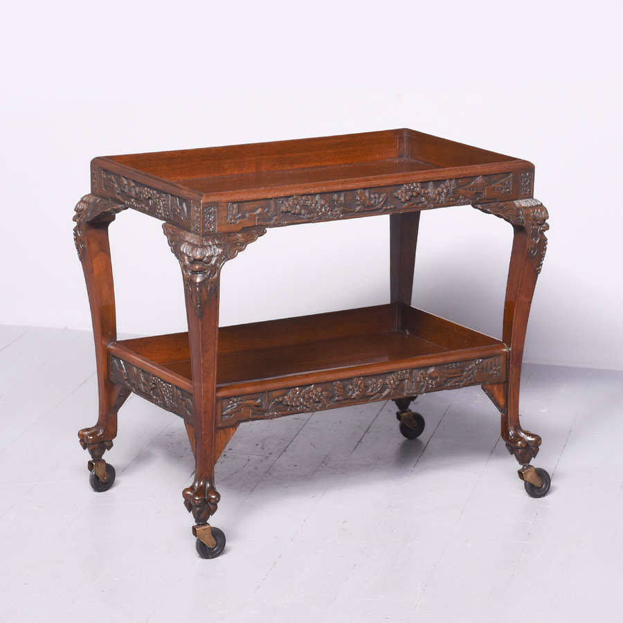 Rare Two-Tier Rosewood Chinese Tea Trolley