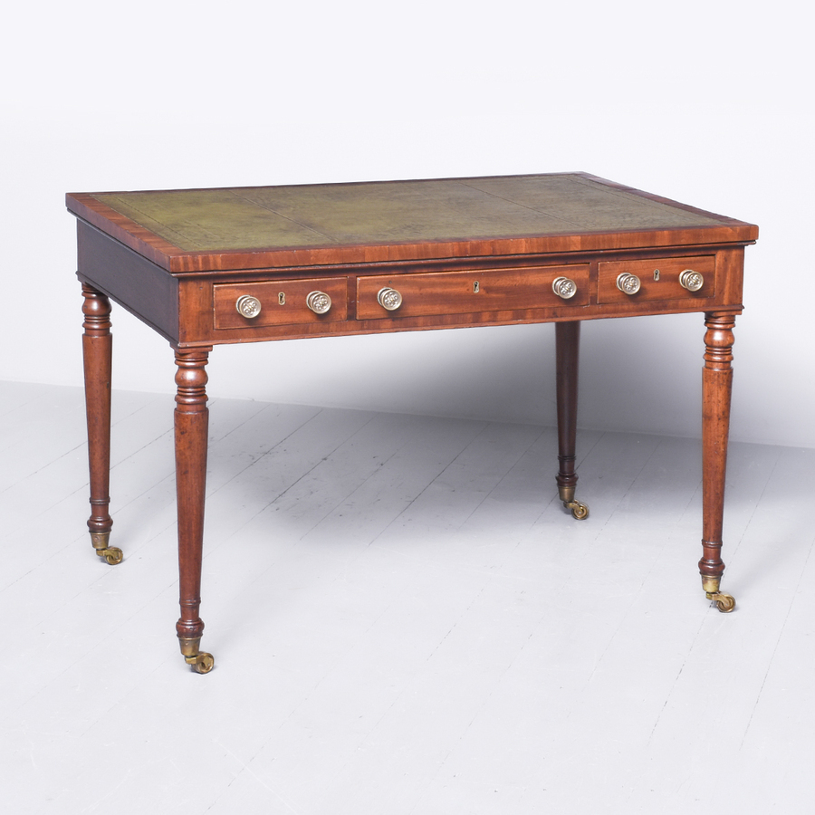 Quality George III Mahogany Partners Writing Table with Green Leather Writing Surface