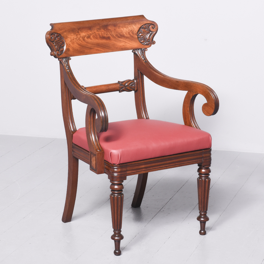 Exceptional George IV Mahogany Elbow or Desk Chair