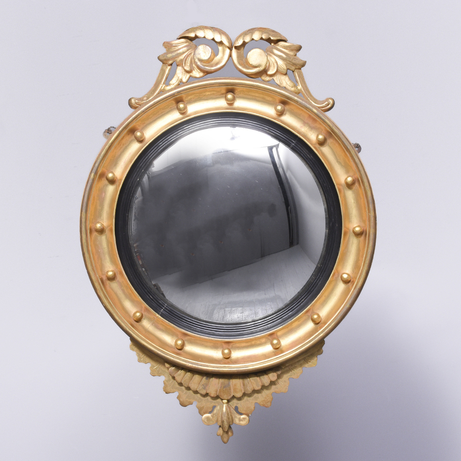 Late Victorian Giltwood Regency-Style Convex Mirror