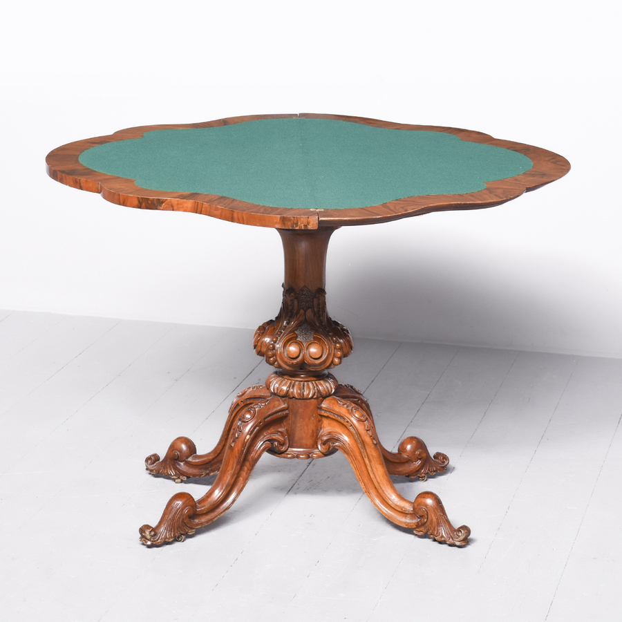 Antique Burr-Walnut Butterfly Shaped Card Table 