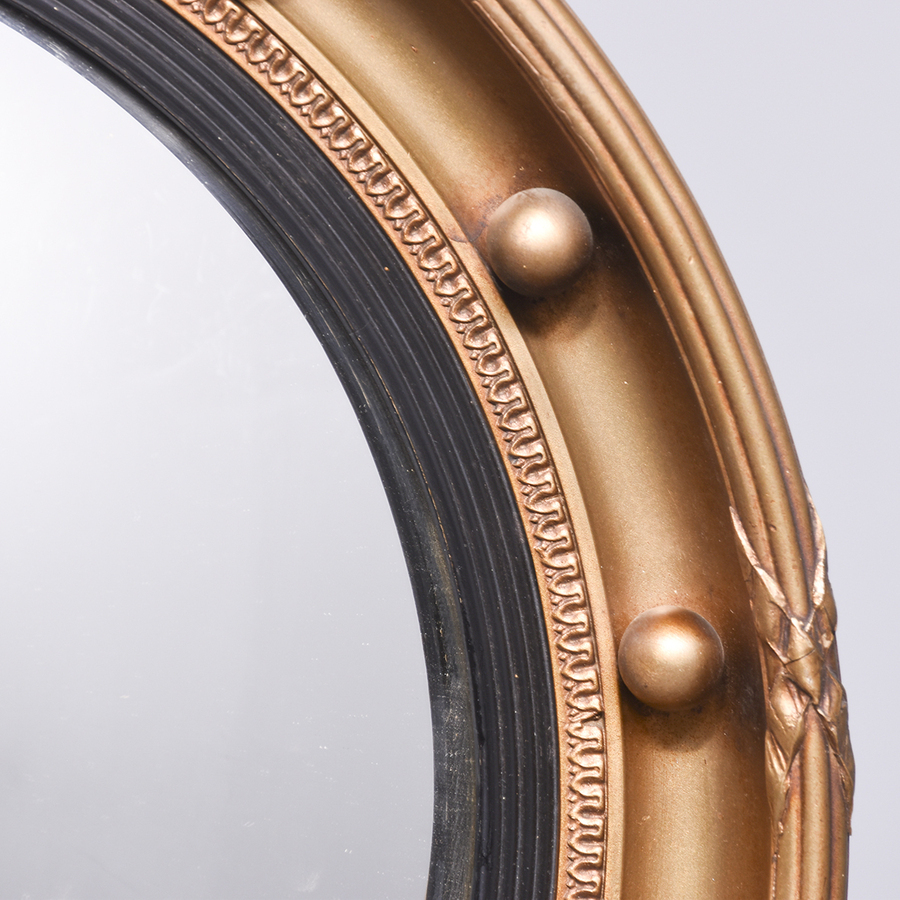 Antique Regency Style Giltwood Circular Convex Mirror