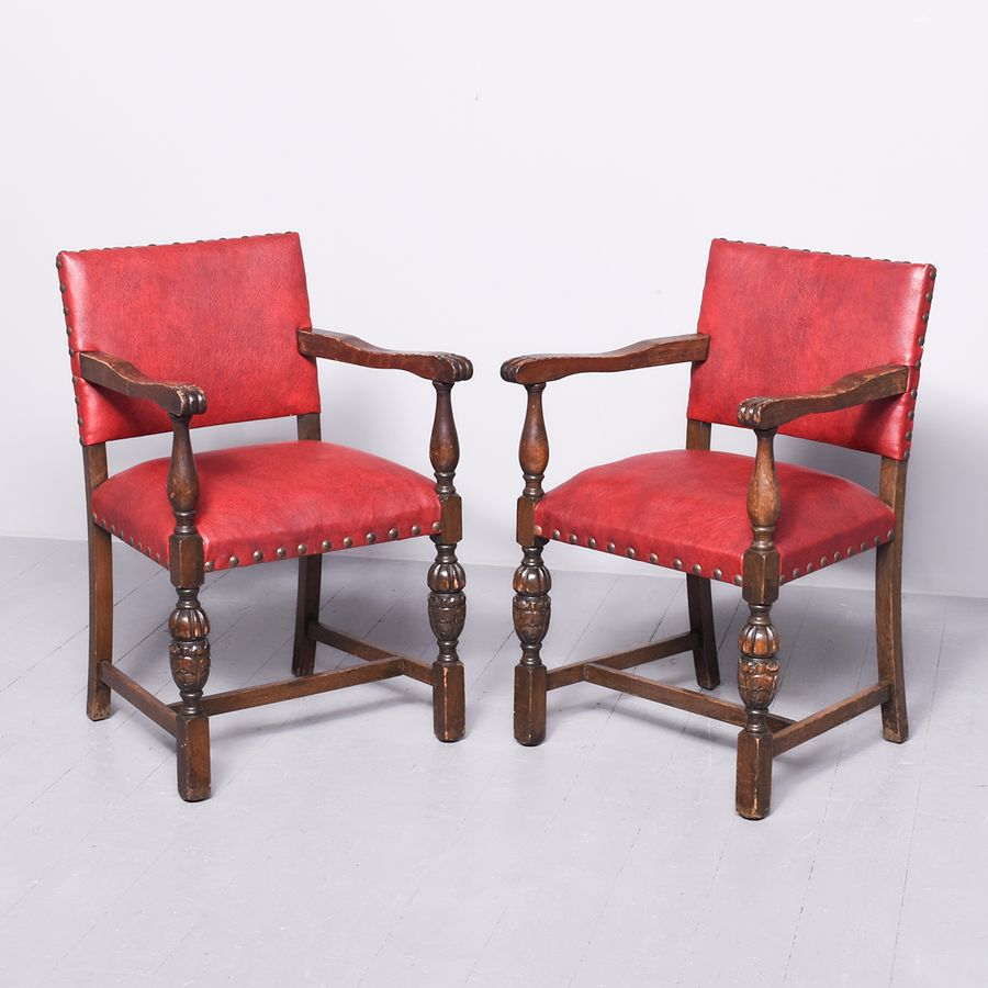 Antique Set of 6 Oak Dining Chairs