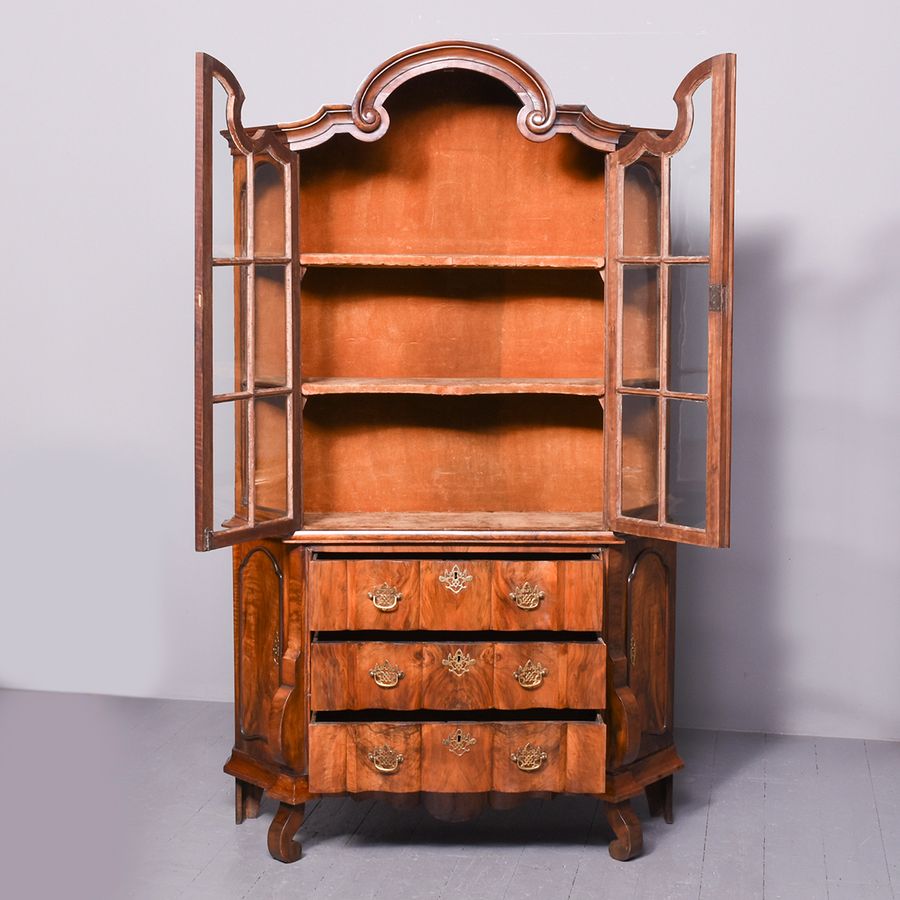 Antique A Dutch Walnut Display Cabinet