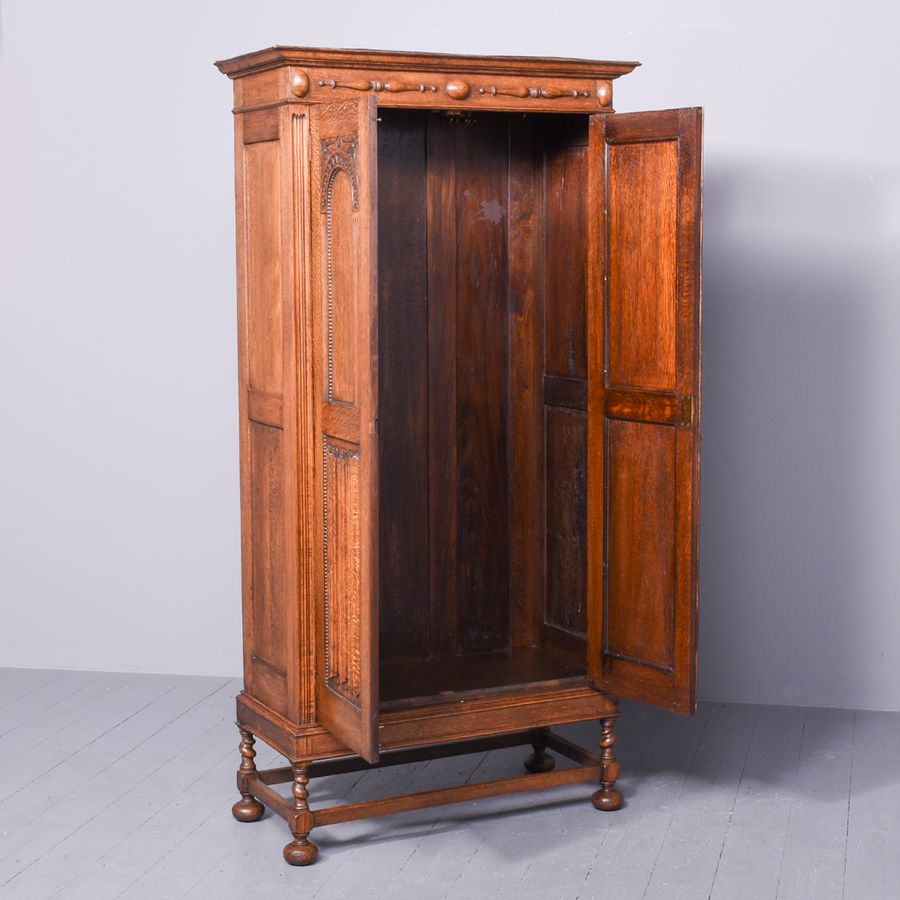 Antique Neat Sized Oak 2 Door Robe