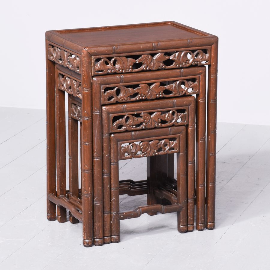 Antique Nest of Carved Hardwood Chinese Tables