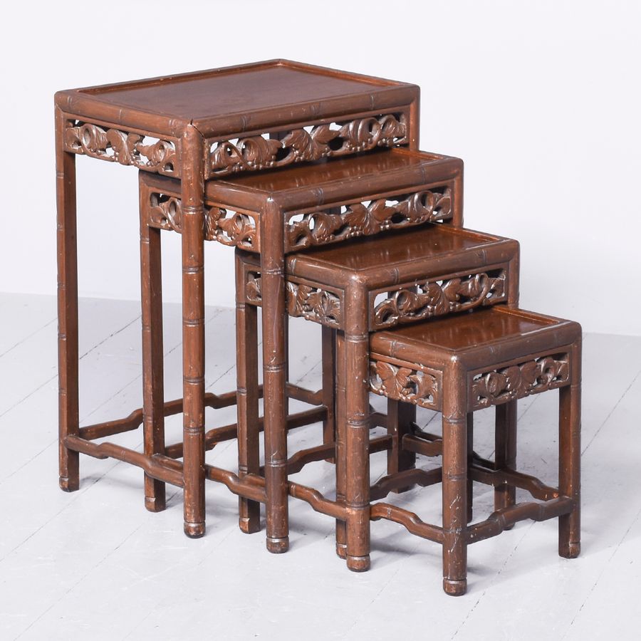 Antique Nest of Carved Hardwood Chinese Tables