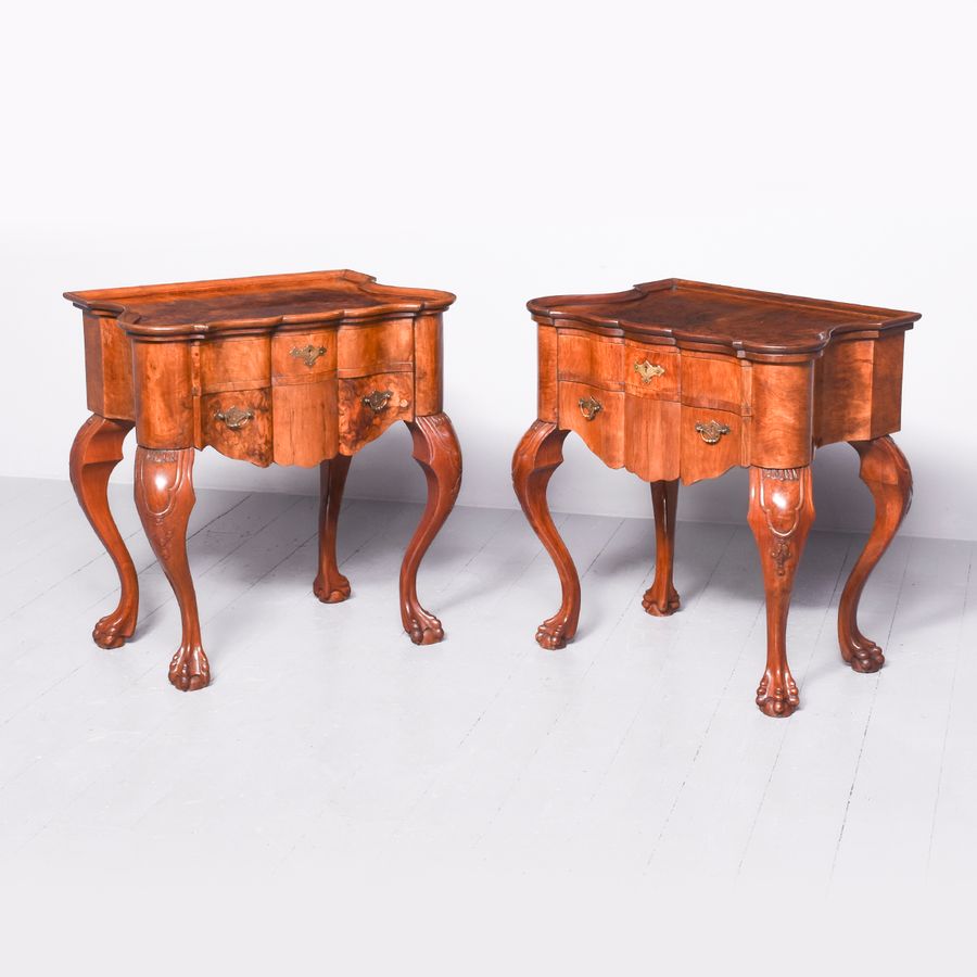 Pair of Dutch Burr-Walnut Lowboys