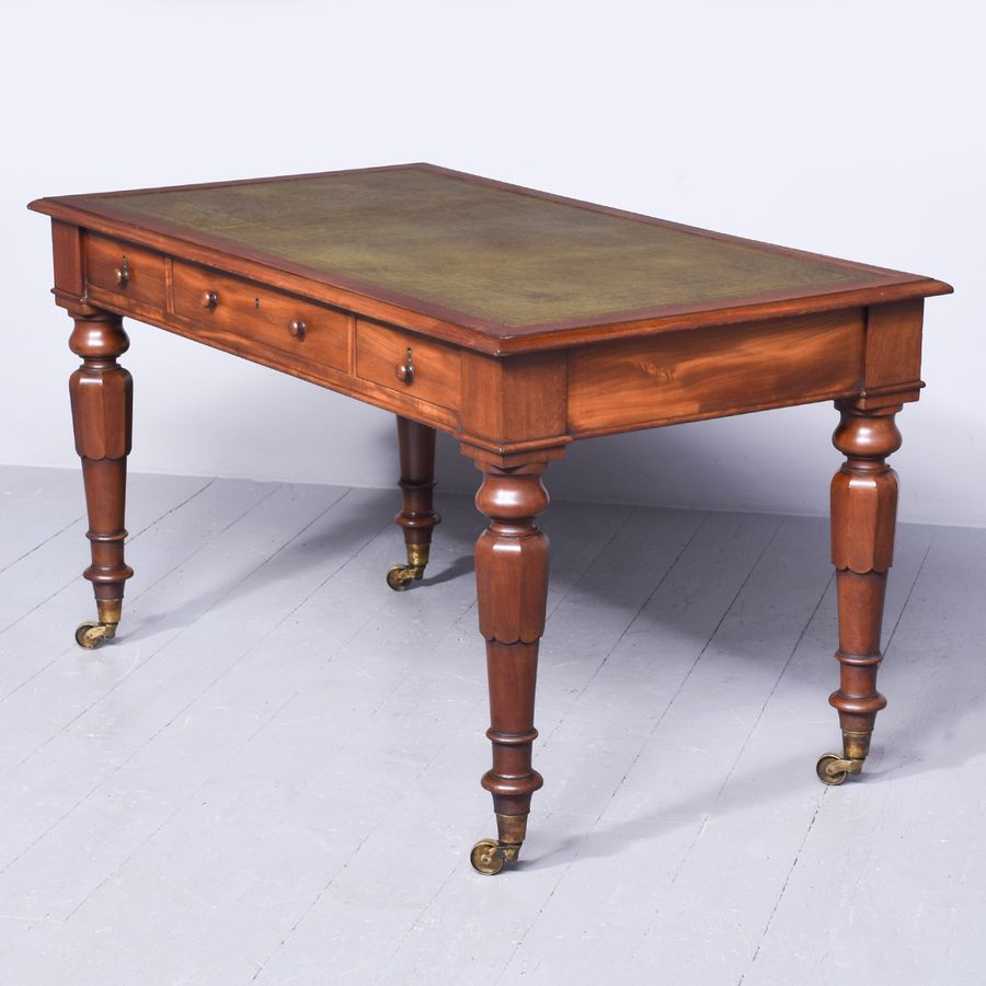 Antique Freestanding Quality William IV Mahogany Writing/Library Table