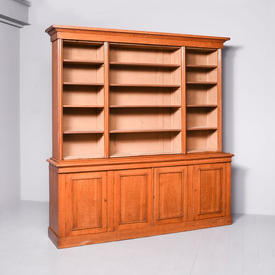 Excellent Quality Large Victorian Oak Open Bookcase