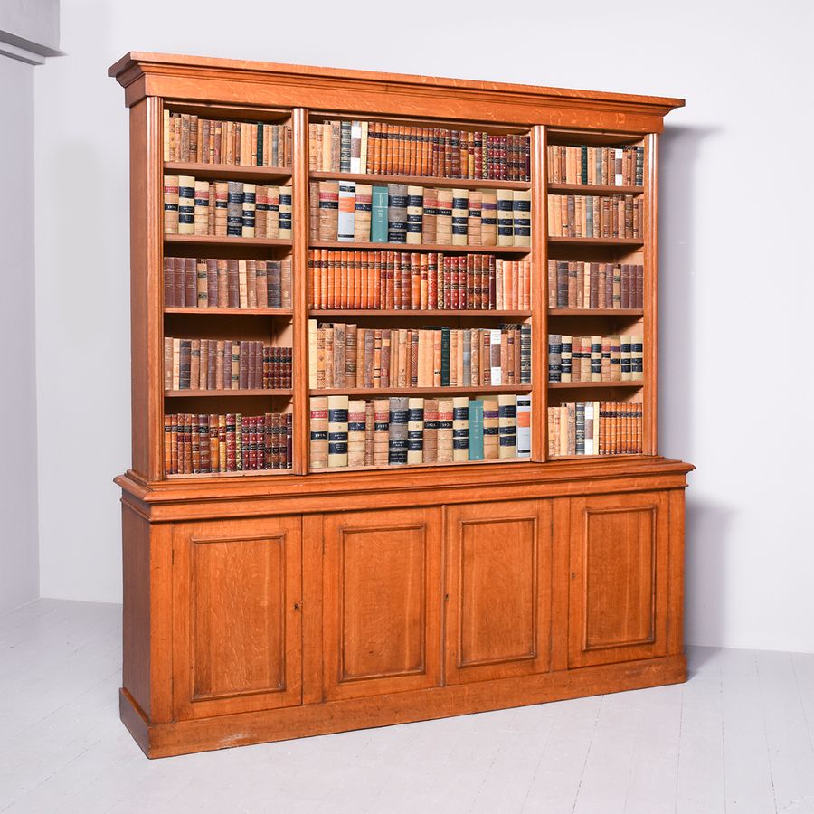 Antique Excellent Quality Large Victorian Oak Open Bookcase