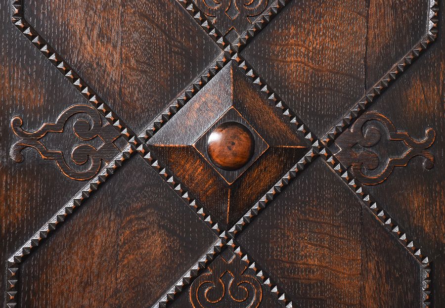 Antique Jacobean Style Oak Two Door Robe