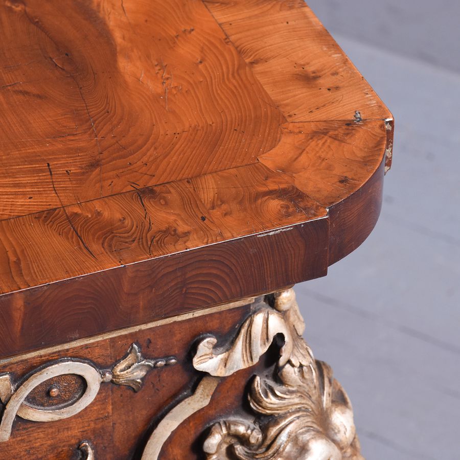 Antique Pair of Exhibition Quality Walnut Silvered and Yew Wood Serving Tables