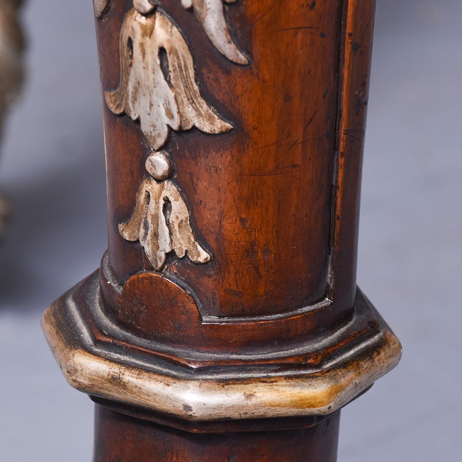 Antique Pair of Exhibition Quality Walnut Silvered and Yew Wood Serving Tables