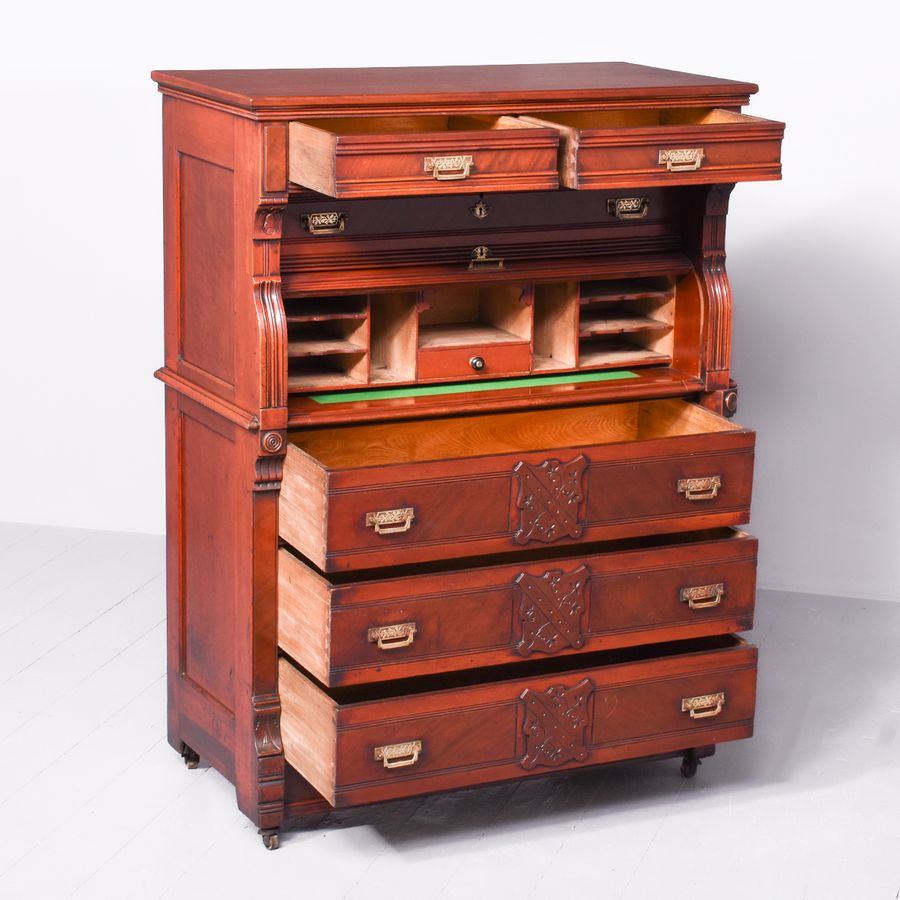 Antique Rare American Cherrywood Secretaire Cabinet