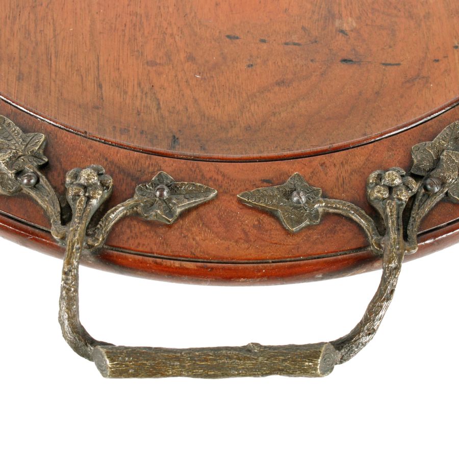 Antique Stylish Carved Rustic Walnut Tray