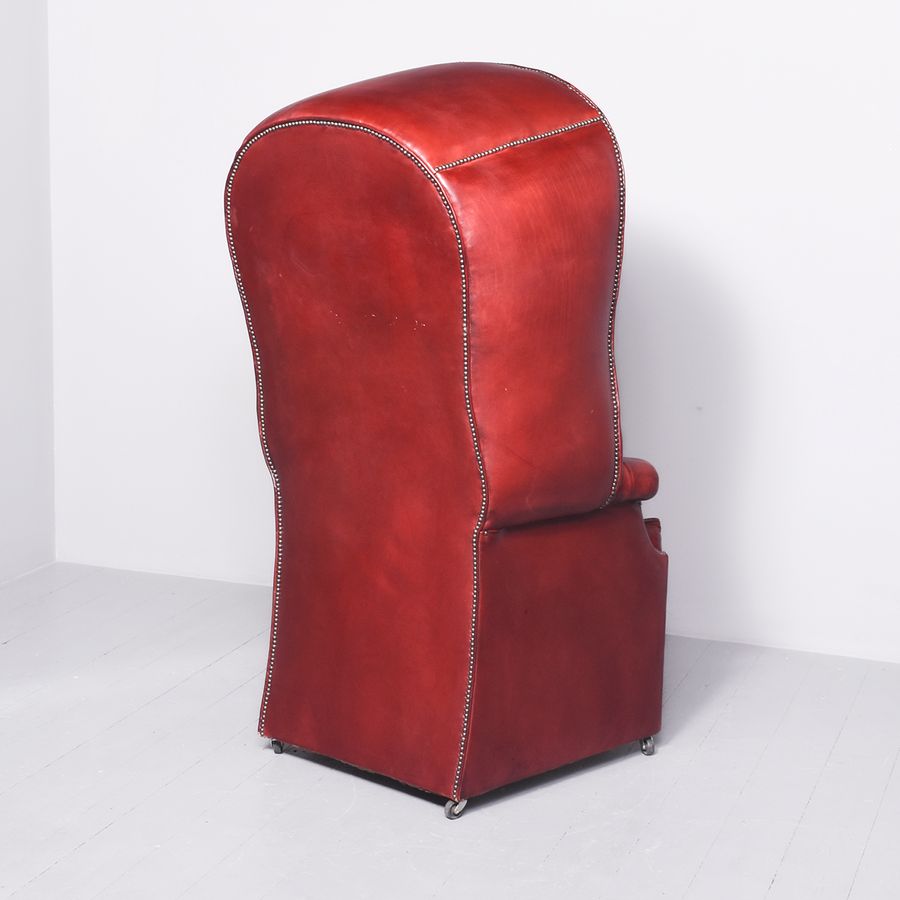 Antique Red Leather Hall Porters Chair