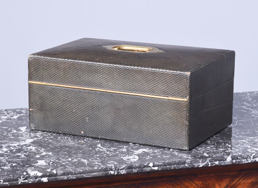 Antique Exhibition Quality Embossed Leather Writing Box