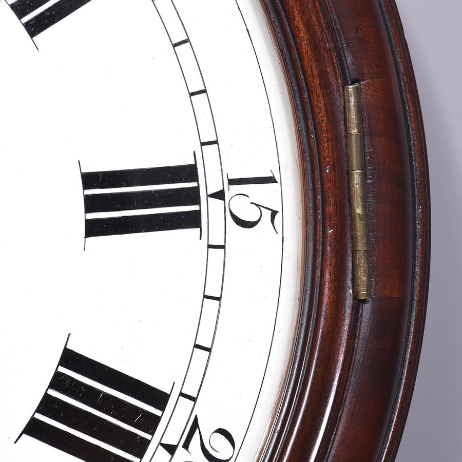 Antique Large Mahogany Drop-Dial Striking Wall Clock