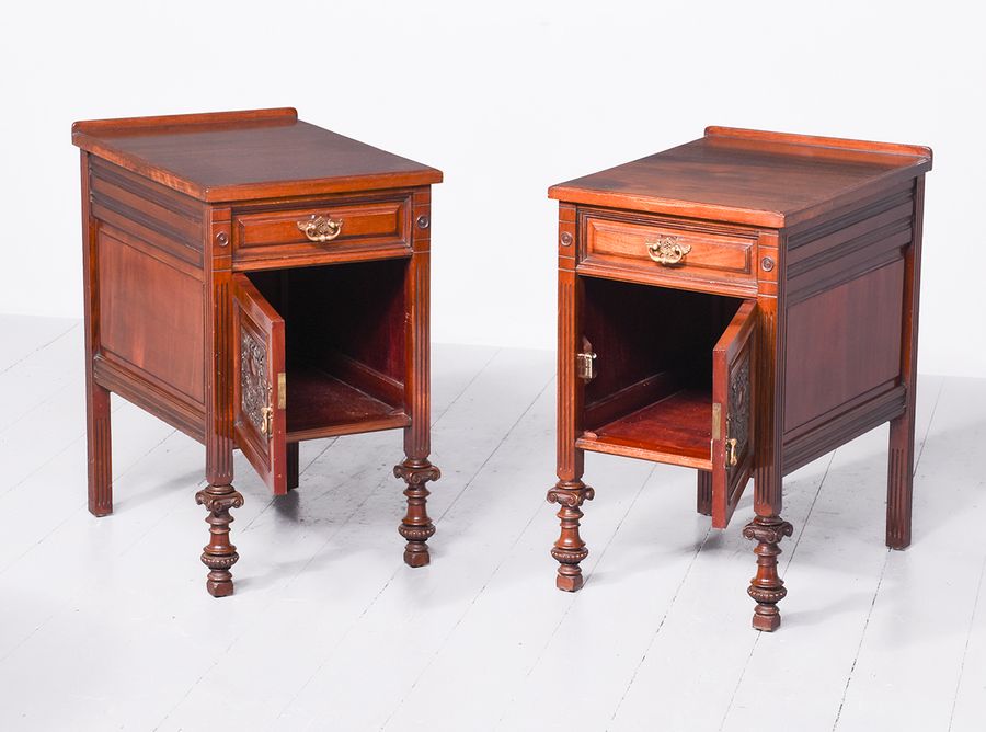 Antique Pair of Deep Mahogany Bedside Cabinets
