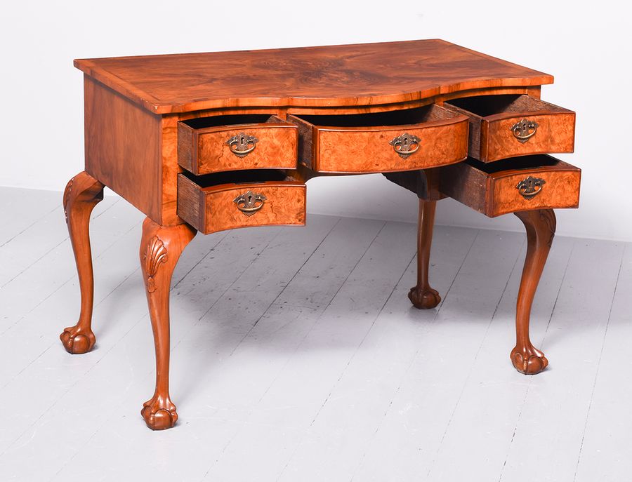 Antique George II Style Figured Walnut Side or Dressing Table