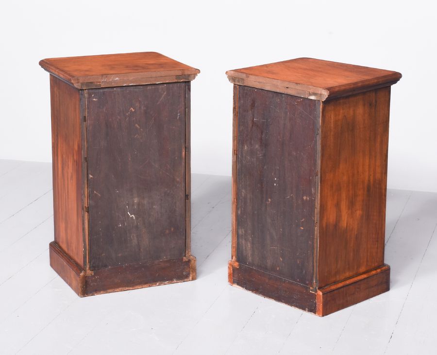 Antique Pair of Mid-Victorian Burr Walnut, Neat-Sized Chests of Drawers/Bedside Lockers