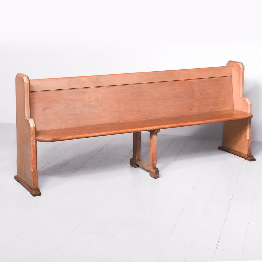Large Gothic-Style Victorian Pine Bench/Church Pew