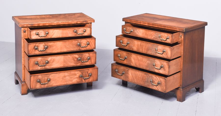 Antique Rare Pair of George III Style Bachelor’s Chests with Brushing Slides