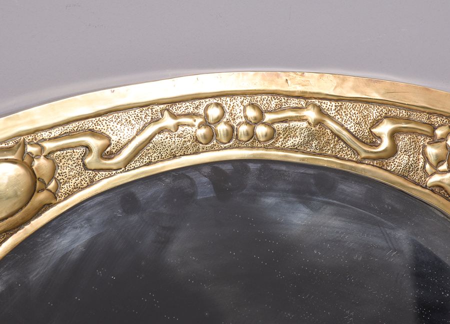 Antique Glasgow Style Art Noveau Brass Mirror