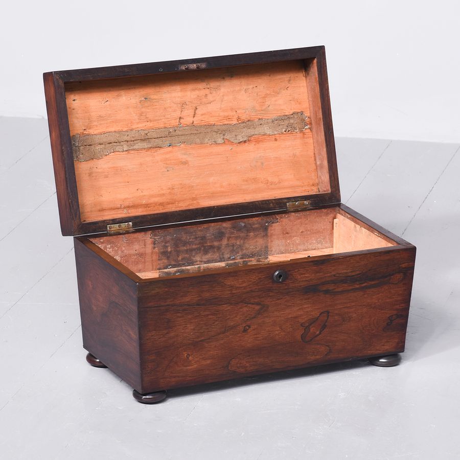 Antique A Very Large Sarcophagus Shaped Rosewood Tea Caddy