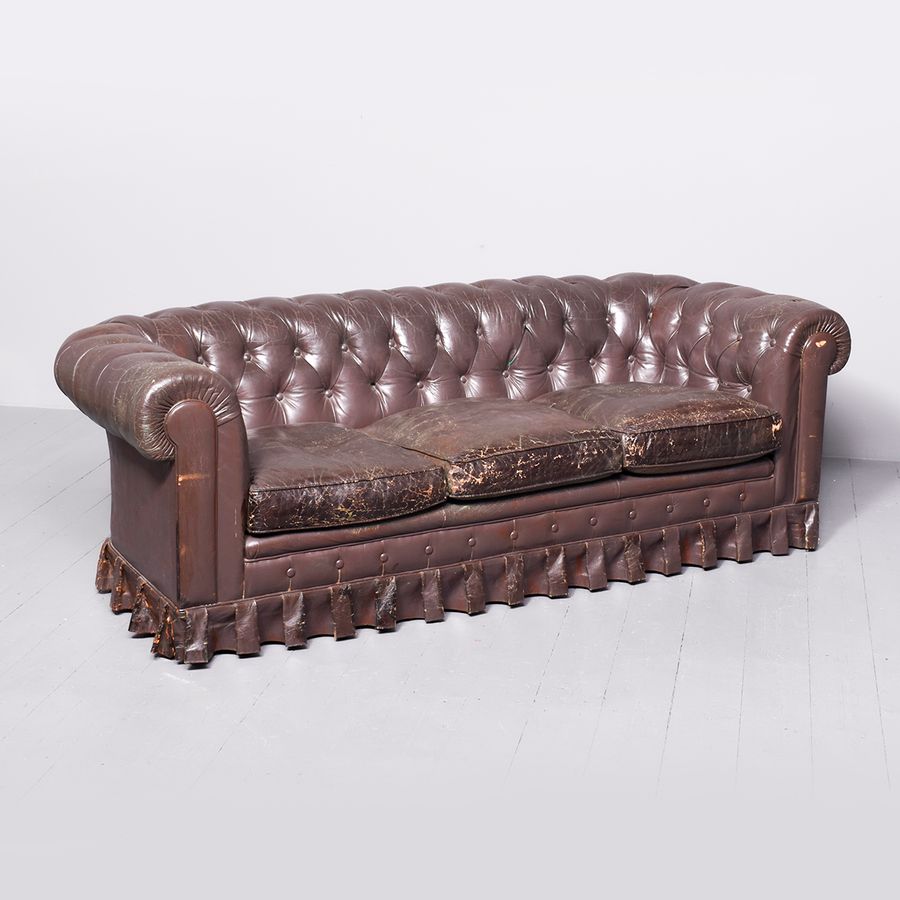 Deep Buttoned Brown Leather Chesterfield