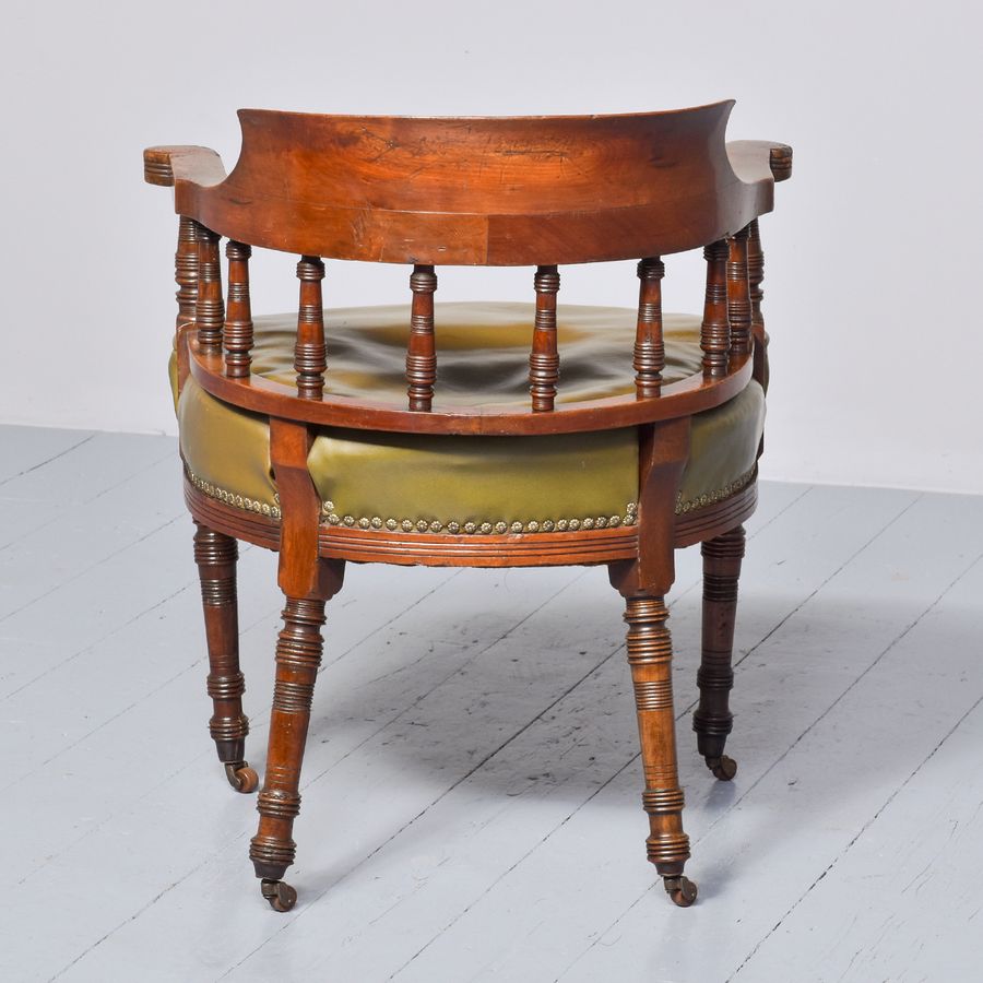 Antique Quality Victorian Mahogany Desk Chair of Unusual Design