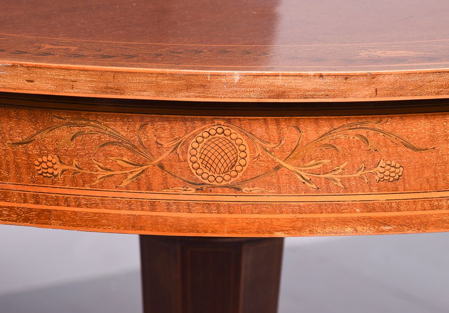 Antique Mahogany and Inlaid Drum Table Stamped ‘James Schoolbred & Co’