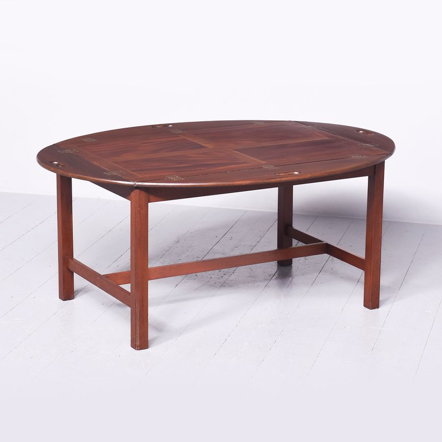 Antique Quality, handmade mahogany Georgian-style butlers tray coffee table with folding sides