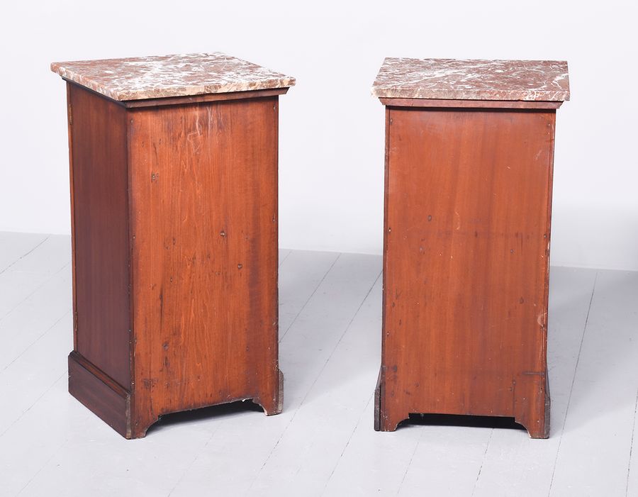 Antique Pair of Marble Topped Bedside Cabinets