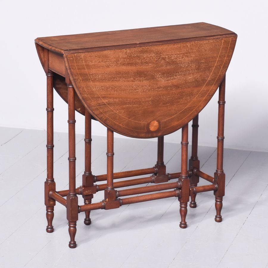 Neat-Sized Inlaid Mahogany Sheraton-Style Dropleaf Table