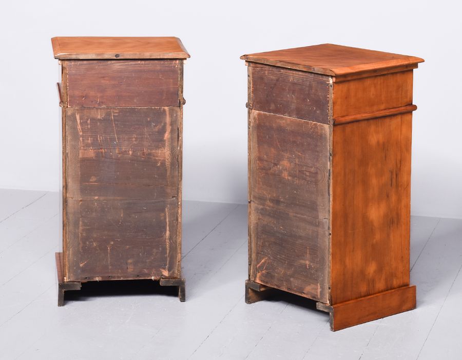 Antique Pair of Mid-Victorian Blonde Walnut Chest of Drawers/Bedside Lockers