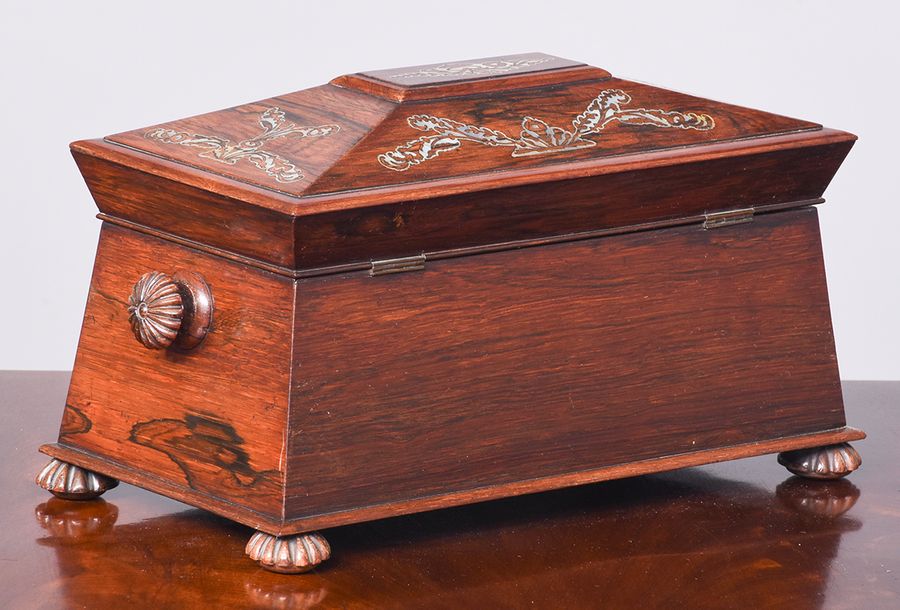 Antique Large George IV Sarcophagus Shaped Tea-caddy 