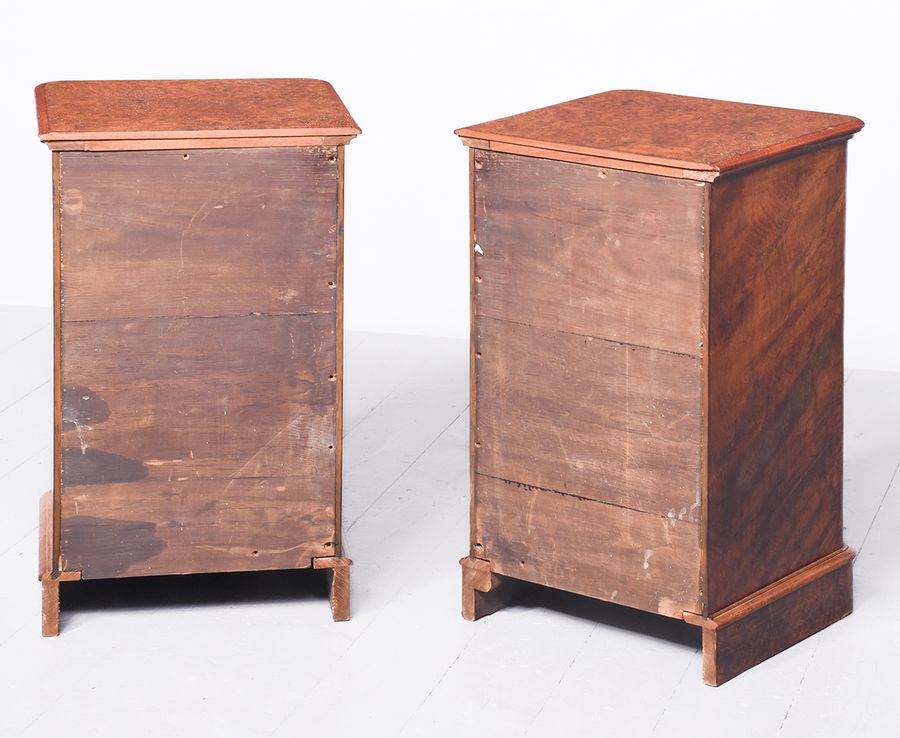 Antique Pair of Mid-Victorian Burr Walnut Bedside Lockers