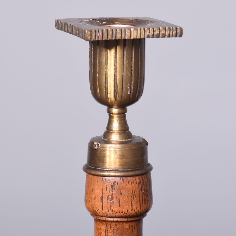 Antique Unusual Pair of Turned Mahogany George III Style Candlesticks